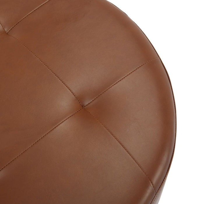 LumiSource Mason Round Swivel 26" Ottoman, Chrome/Camel PU
