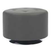 LumiSource Mason Round Swivel 26" Ottoman, Chrome Metal/Grey PU - OT-RNDSWVL26GY