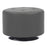 LumiSource Mason Round Swivel 26" Ottoman, Chrome Metal/Grey PU - OT-RNDSWVL26GY