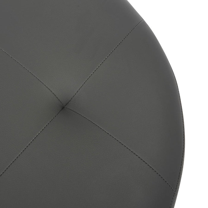 LumiSource Mason Round Swivel 26" Ottoman, Chrome Metal/Grey PU