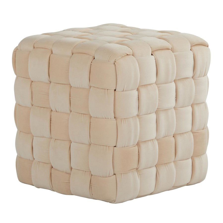 LumiSource Braided Square 16" Ottoman, Cream Velvet - OT-SQBRAID16VCR