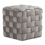 LumiSource Braided Square 16" Ottoman, Dark Grey Velvet - OT-SQBRAID16VDGY