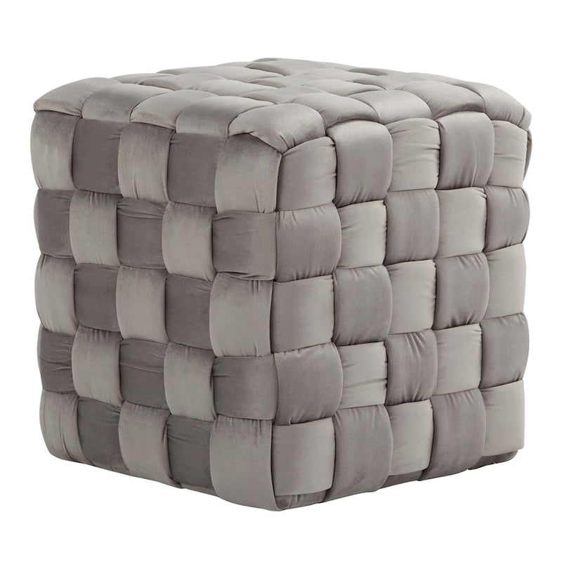 LumiSource Braided Square 16" Ottoman, Dark Grey Velvet - OT-SQBRAID16VDGY