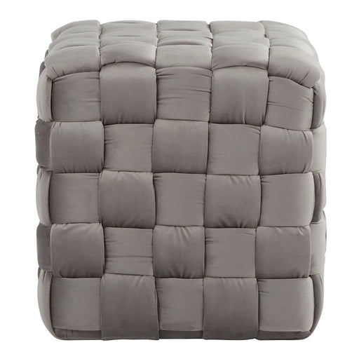 LumiSource Braided Square 16" Ottoman, Dark Grey Velvet