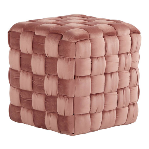 LumiSource Braided Square 16" Ottoman, Blush Pink Velvet - OT-SQBRAID16VPK