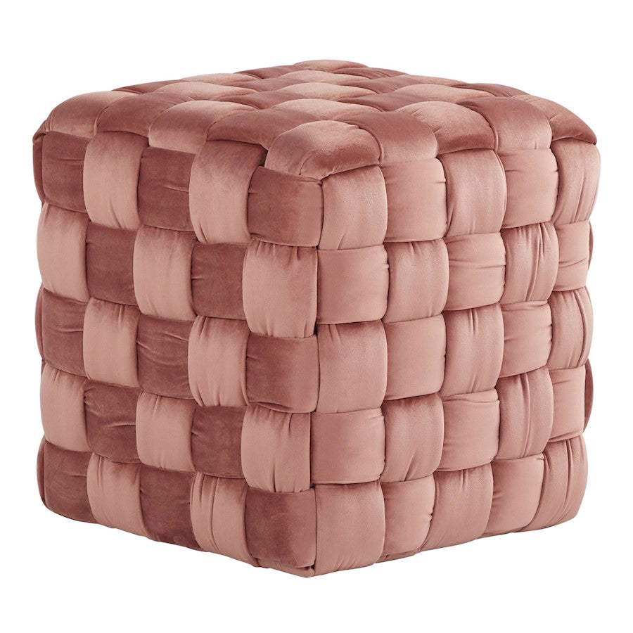 LumiSource Braided Square 16" Ottoman, Blush Pink Velvet - OT-SQBRAID16VPK