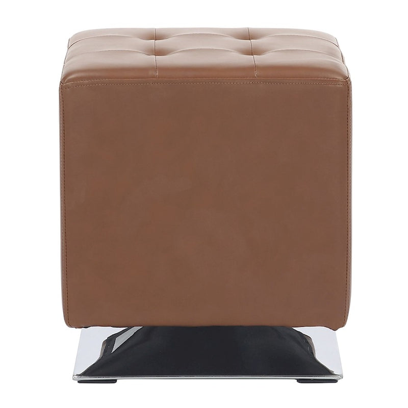 LumiSource Mason Square Swivel 16" Ottoman, Chrome/Camel PU