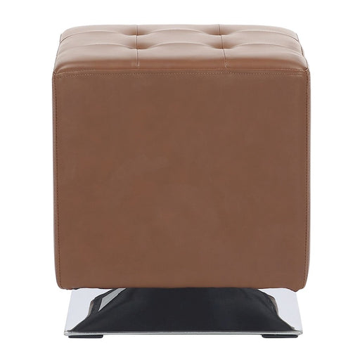 LumiSource Mason Square Swivel 16" Ottoman, Chrome/Camel PU