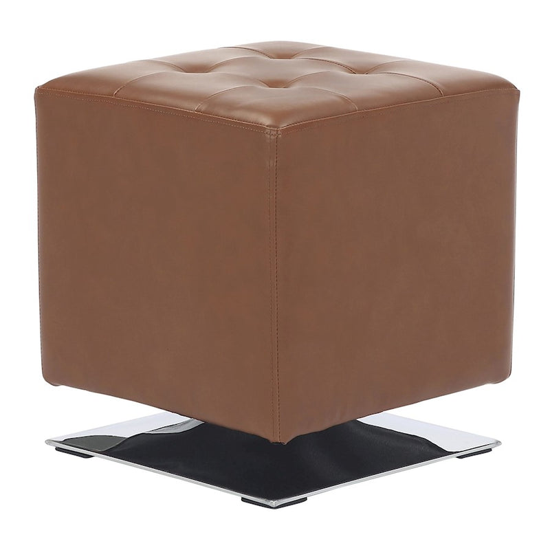LumiSource Mason Square Swivel 16" Ottoman, Chrome/Camel PU