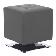 LumiSource Mason Square Swivel 16" Ottoman, Chrome Metal/Grey PU - OT-SQSWVL16GY