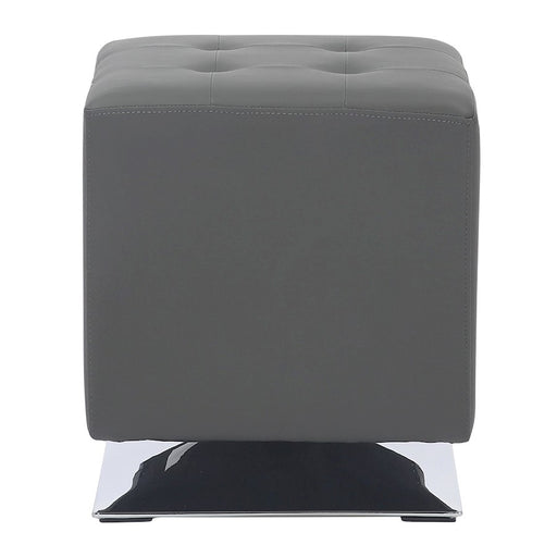 LumiSource Mason Square Swivel 16" Ottoman, Chrome Metal/Grey PU