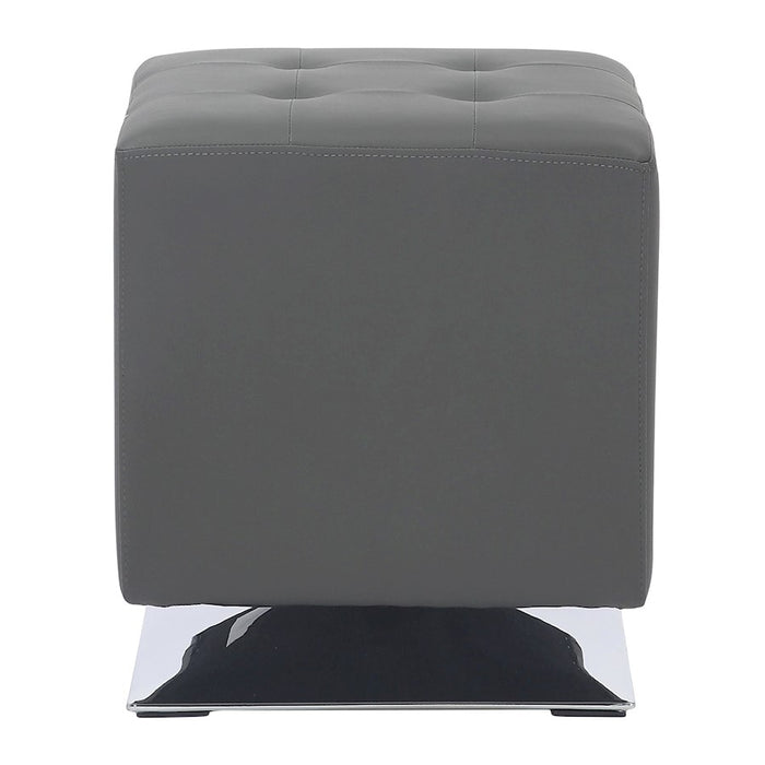 LumiSource Mason Square Swivel 16" Ottoman, Chrome Metal/Grey PU