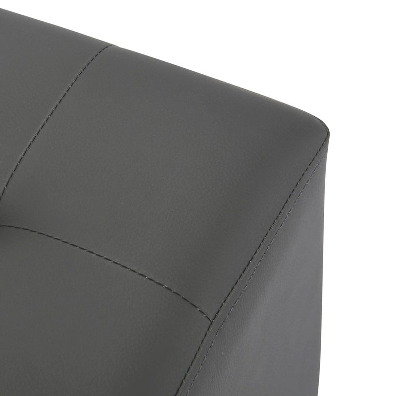 LumiSource Mason Square Swivel 16" Ottoman, Chrome Metal/Grey PU