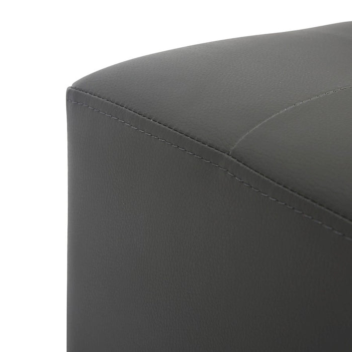 LumiSource Mason Square Swivel 16" Ottoman, Chrome Metal/Grey PU