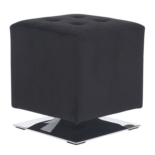 LumiSource Mason Square Swivel 16" Ottoman, Chrome/Black Velvet - OT-SQSWVL16VBK