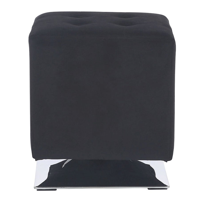 LumiSource Mason Square Swivel 16" Ottoman, Chrome/Black Velvet
