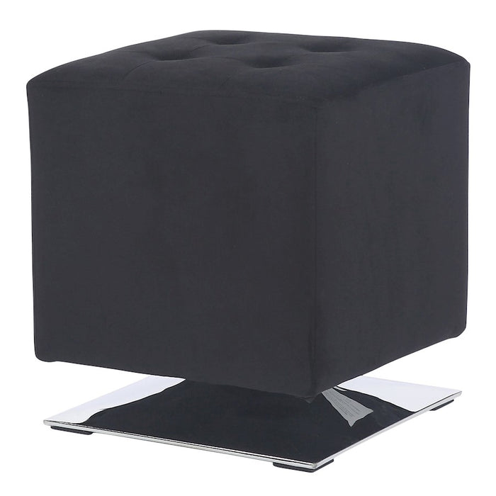 LumiSource Mason Square Swivel 16" Ottoman, Chrome/Black Velvet