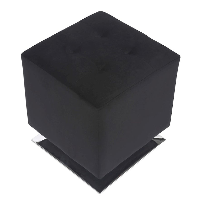 LumiSource Mason Square Swivel 16" Ottoman, Chrome/Black Velvet