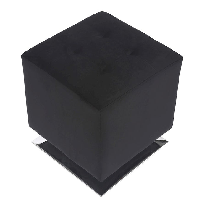 LumiSource Mason Square Swivel 16" Ottoman, Chrome/Black Velvet
