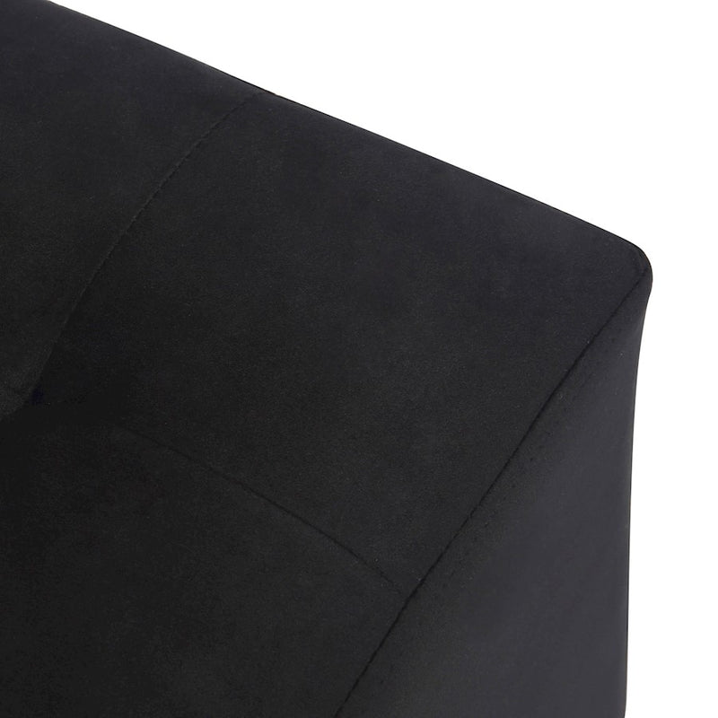 LumiSource Mason Square Swivel 16" Ottoman, Chrome/Black Velvet