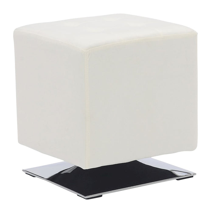 LumiSource Mason Square Swivel 16" Ottoman, Chrome/Cream Velvet - OT-SQSWVL16VCR