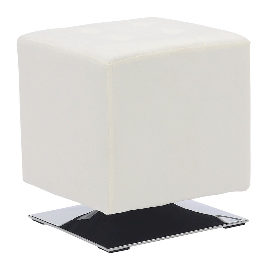 LumiSource Mason Square Swivel 16" Ottoman, Chrome/Cream Velvet - OT-SQSWVL16VCR