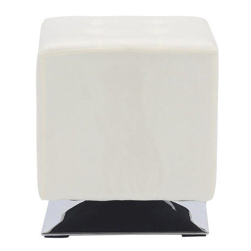 LumiSource Mason Square Swivel 16" Ottoman, Chrome/Cream Velvet
