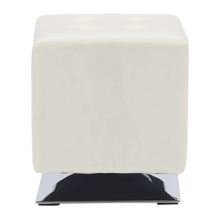 LumiSource Mason Square Swivel 16" Ottoman, Chrome/Cream Velvet