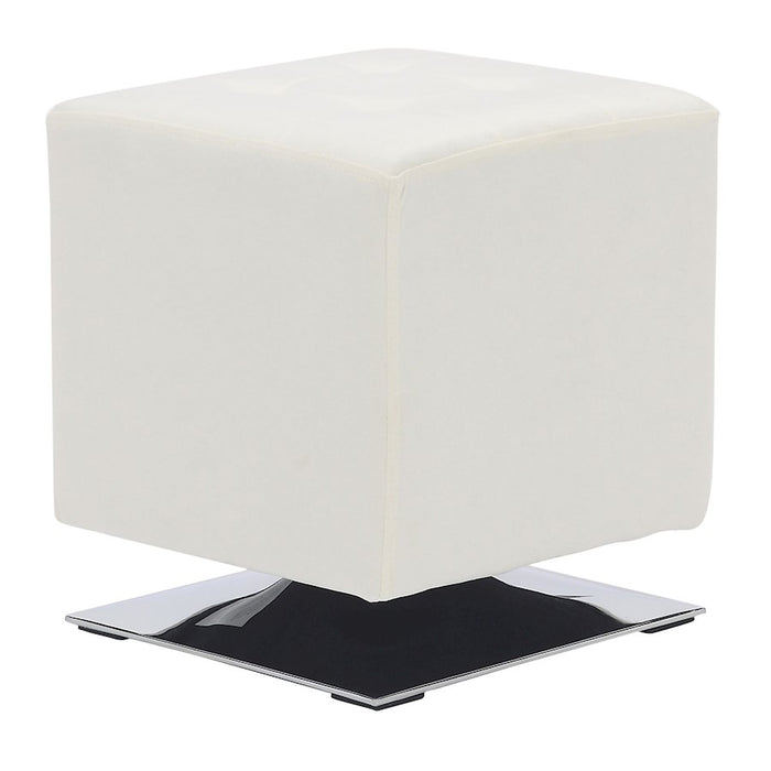 LumiSource Mason Square Swivel 16" Ottoman, Chrome/Cream Velvet