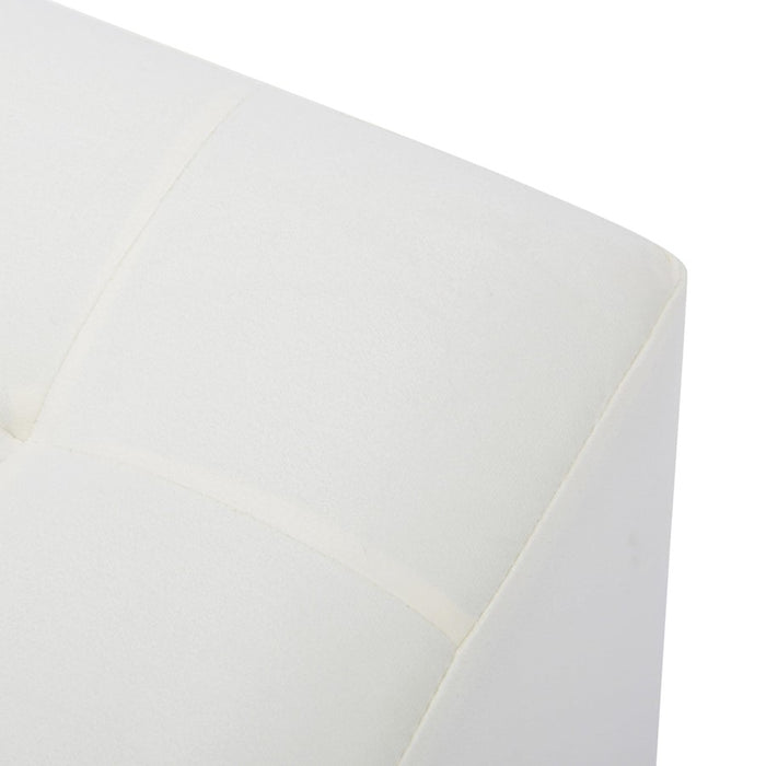 LumiSource Mason Square Swivel 16" Ottoman, Chrome/Cream Velvet
