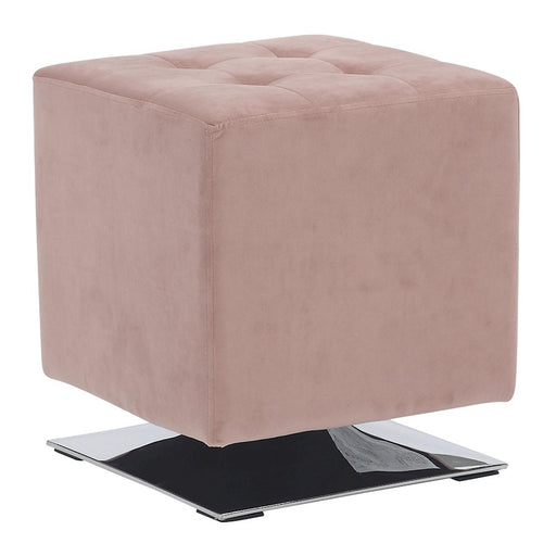 LumiSource Mason Square Swivel 16" Ottoman, Chrome/Blush Velvet - OT-SQSWVL16VPK