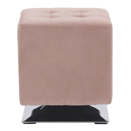 LumiSource Mason Square Swivel 16" Ottoman, Chrome/Blush Velvet