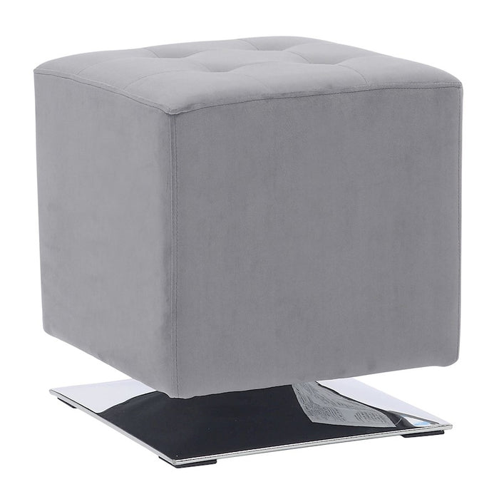 LumiSource Mason Square Swivel 16" Ottoman, Chrome/Silver - OT-SQSWVL16VSV