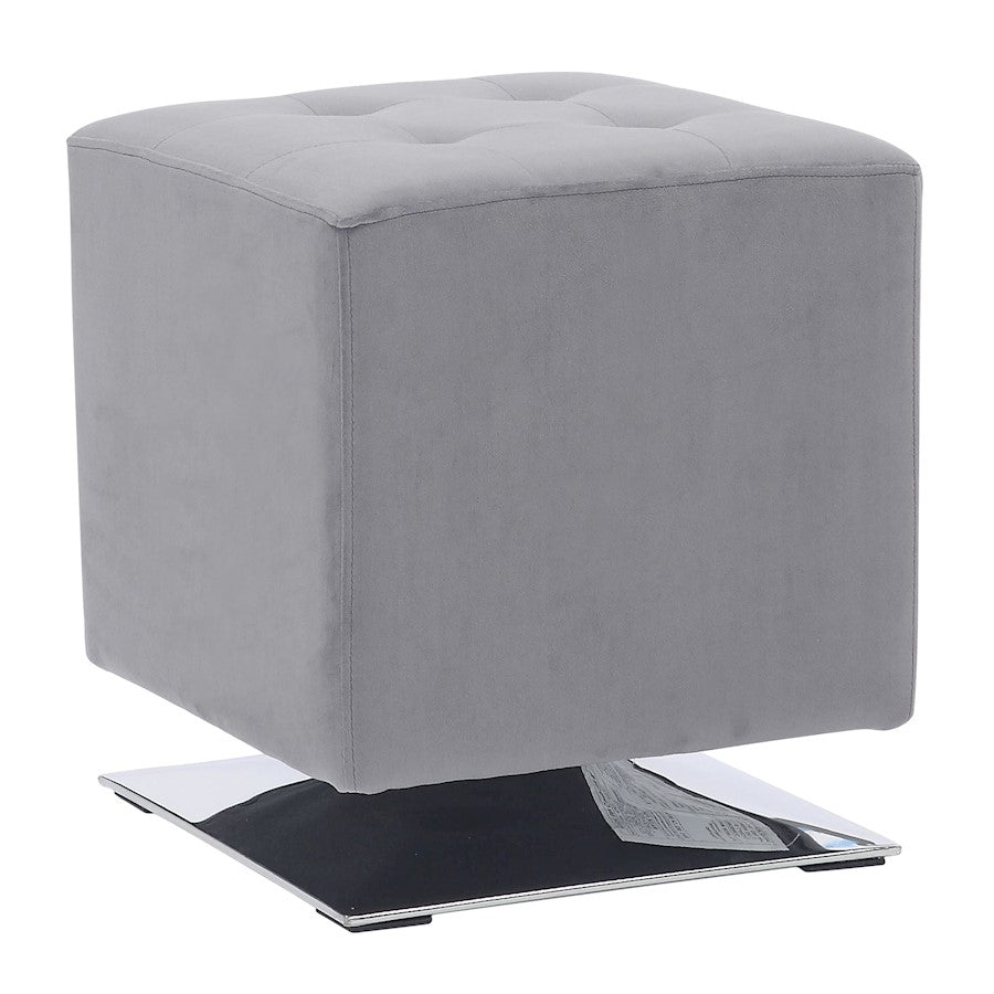 LumiSource Mason Square Swivel 16" Ottoman, Chrome/Silver - OT-SQSWVL16VSV