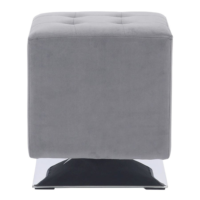 LumiSource Mason Square Swivel 16" Ottoman, Chrome/Silver