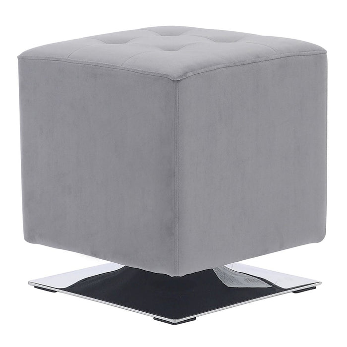 LumiSource Mason Square Swivel 16" Ottoman, Chrome/Silver