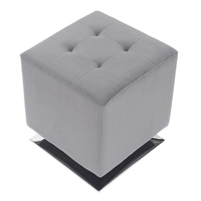 LumiSource Mason Square Swivel 16" Ottoman, Chrome/Silver