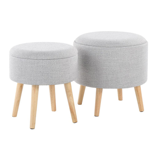 LumiSource Tray Storage Ottoman Set, Natural Wood/Light Grey - OT-STORNESTNALGY