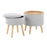 LumiSource Tray Storage Ottoman Set, Natural Wood/Light Grey