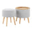 LumiSource Tray Storage Ottoman Set, Natural Wood/Light Grey