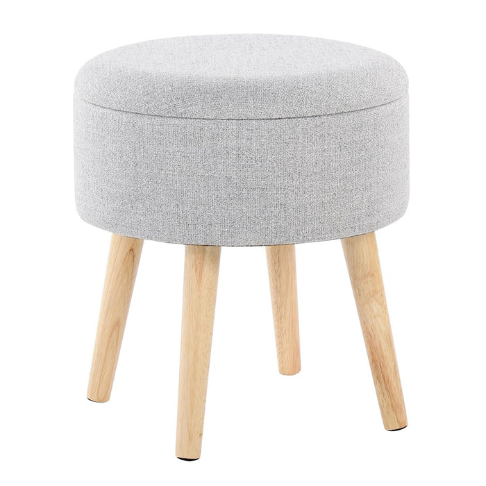 LumiSource Tray Storage Ottoman Set, Natural Wood/Light Grey