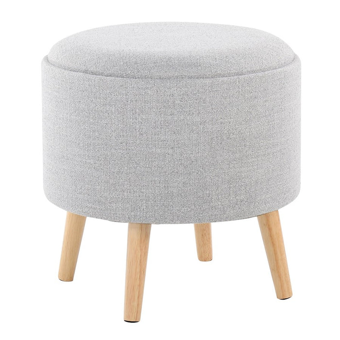 LumiSource Tray Storage Ottoman Set, Natural Wood/Light Grey