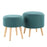 LumiSource Tray Storage Ottoman Set, Natural Wood/Teal Fabric - OT-STORNESTNATL