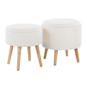 LumiSource Tray Storage Ottoman Set, Natural/Textured Cream - OT-STORNESTNATXCR