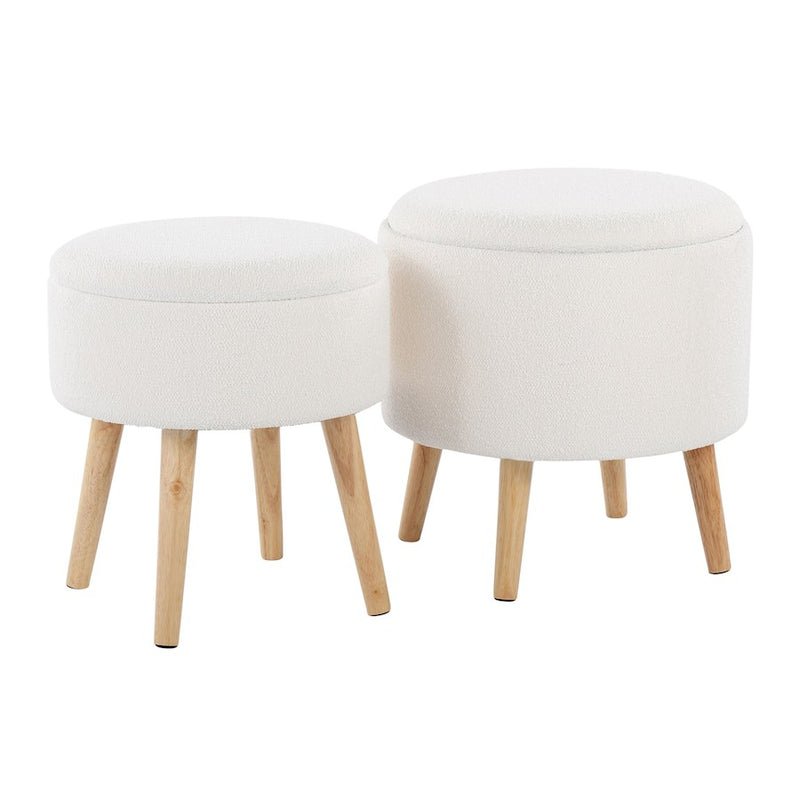LumiSource Tray Storage Ottoman Set, Natural/Textured Cream - OT-STORNESTNATXCR