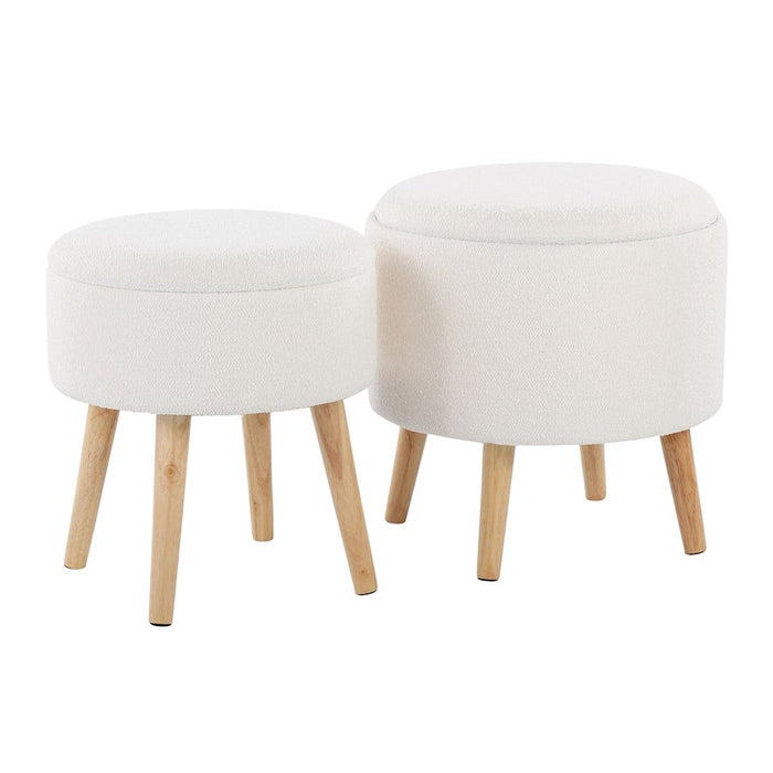 LumiSource Tray Storage Ottoman Set, Natural/Textured Cream - OT-STORNESTNATXCR