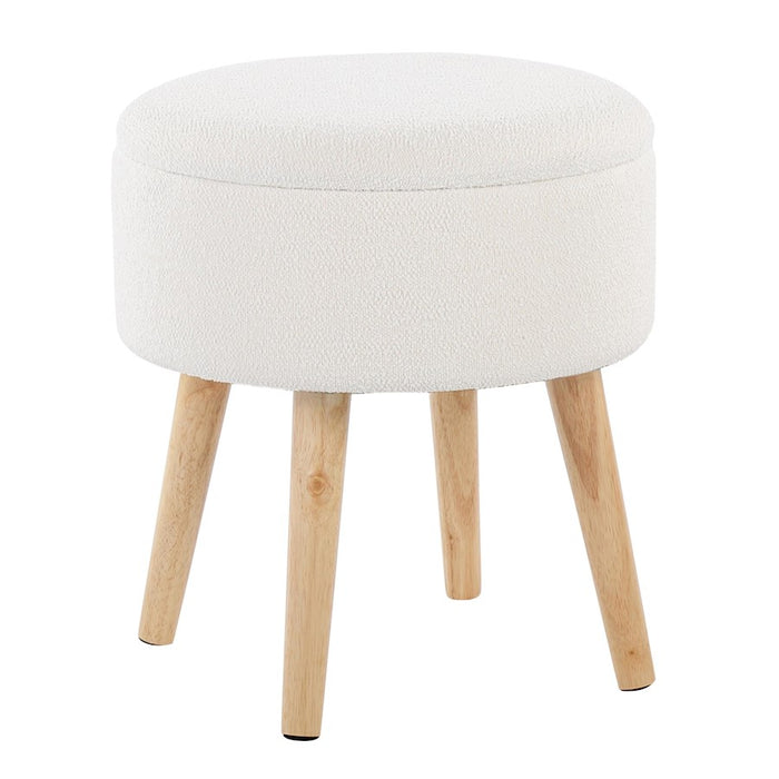 LumiSource Tray Storage Ottoman Set, Natural/Textured Cream