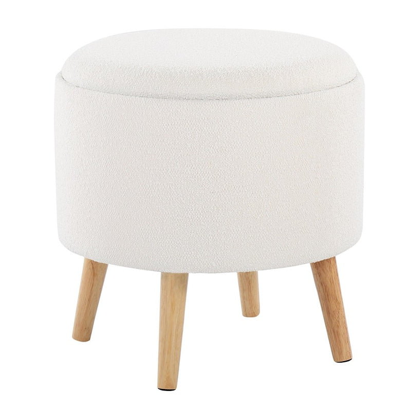 LumiSource Tray Storage Ottoman Set, Natural/Textured Cream
