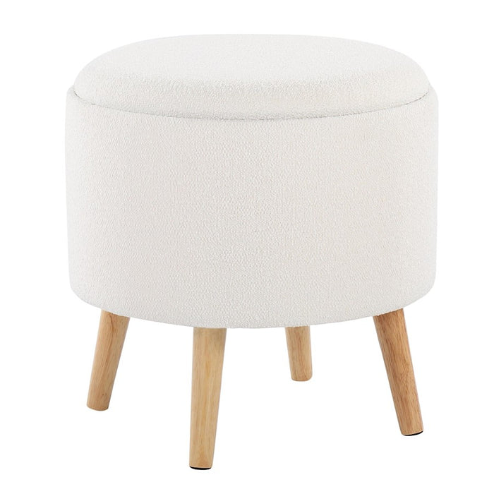 LumiSource Tray Storage Ottoman Set, Natural/Textured Cream
