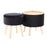 LumiSource Tray Storage Ottoman Set, Natural/Black Velvet